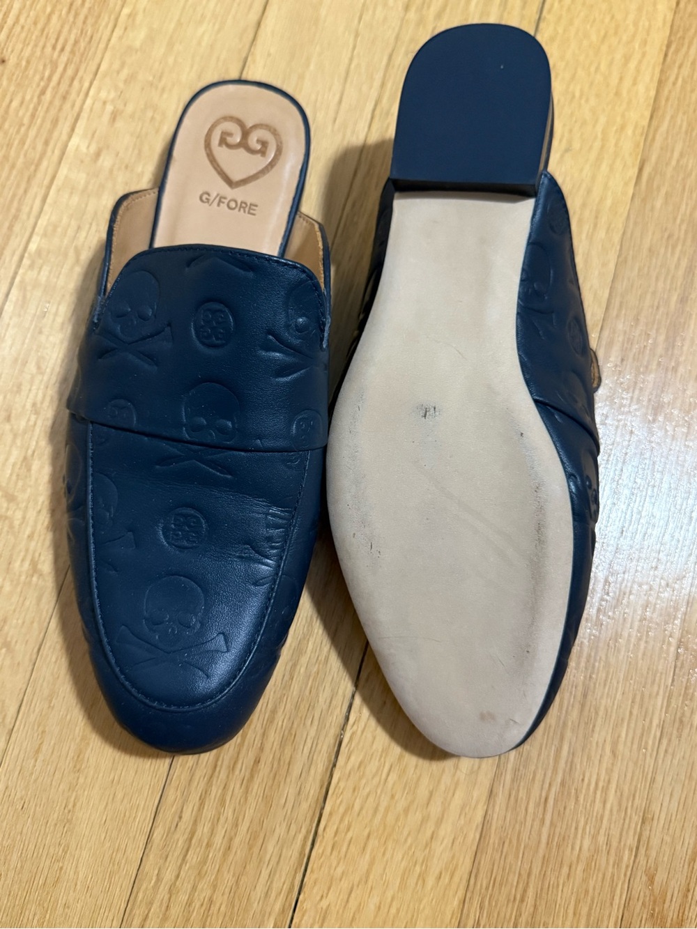 G/FORE Blue Embossed Leather Slip-On Mules - Picture 2 of 3